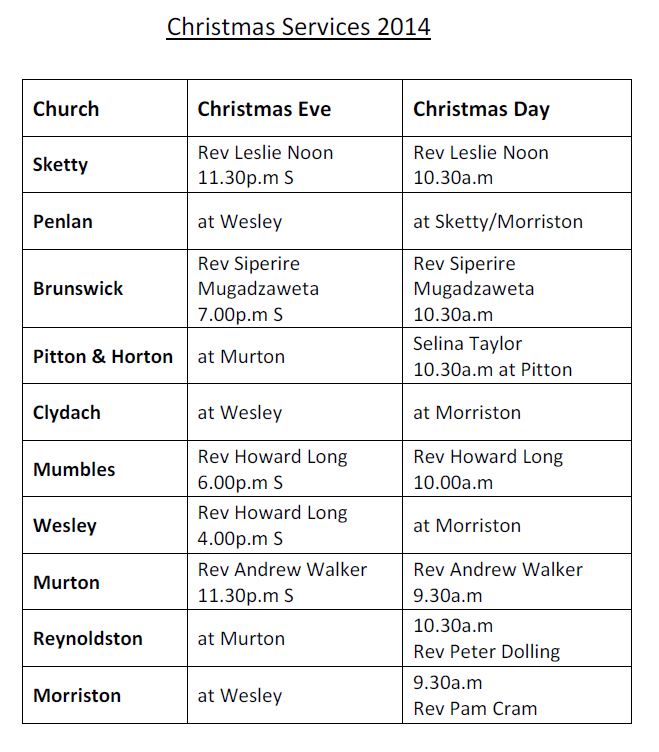 Christmas Services 2014