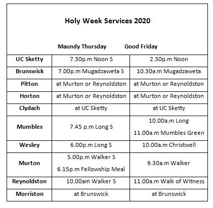 Holy Week Services 2020
